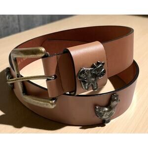Prima Collezione by leather shop belt with silver farm animals size small